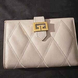 Givenchy Cream Quilted Wallet with Gold Accent